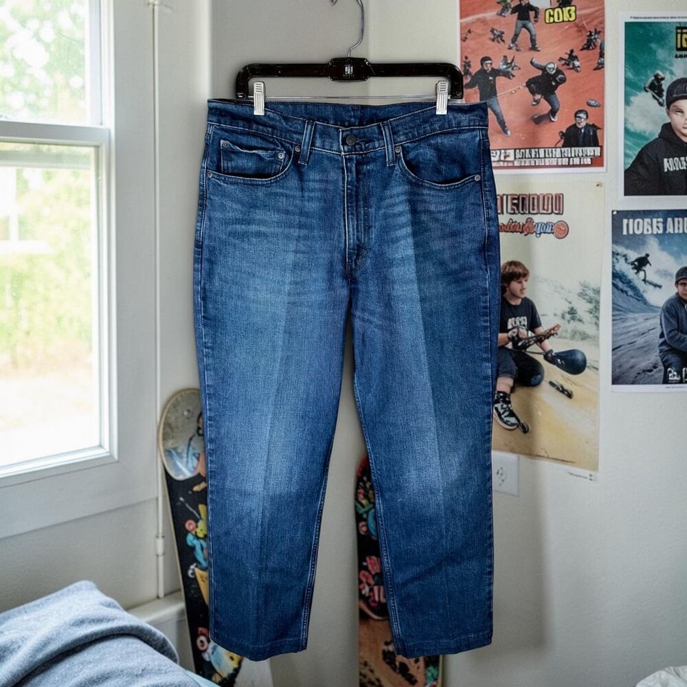 Levi's 550 VTG Men's 34x30 Dark Wash Relaxed Fit Straight Leg Jeans Black Patch